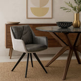 Scaun dining, gri, tapiserie textil si cadru metalic, rotativ, 62x61x86 cm Luna HARO